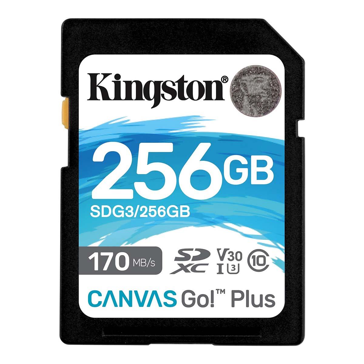 Produktfoto 1 von Kingston Canvas Go! Plus SDXC SD-Karte 256 GB A2, Class 10, U3, UHS-I, V30, 3D TLC