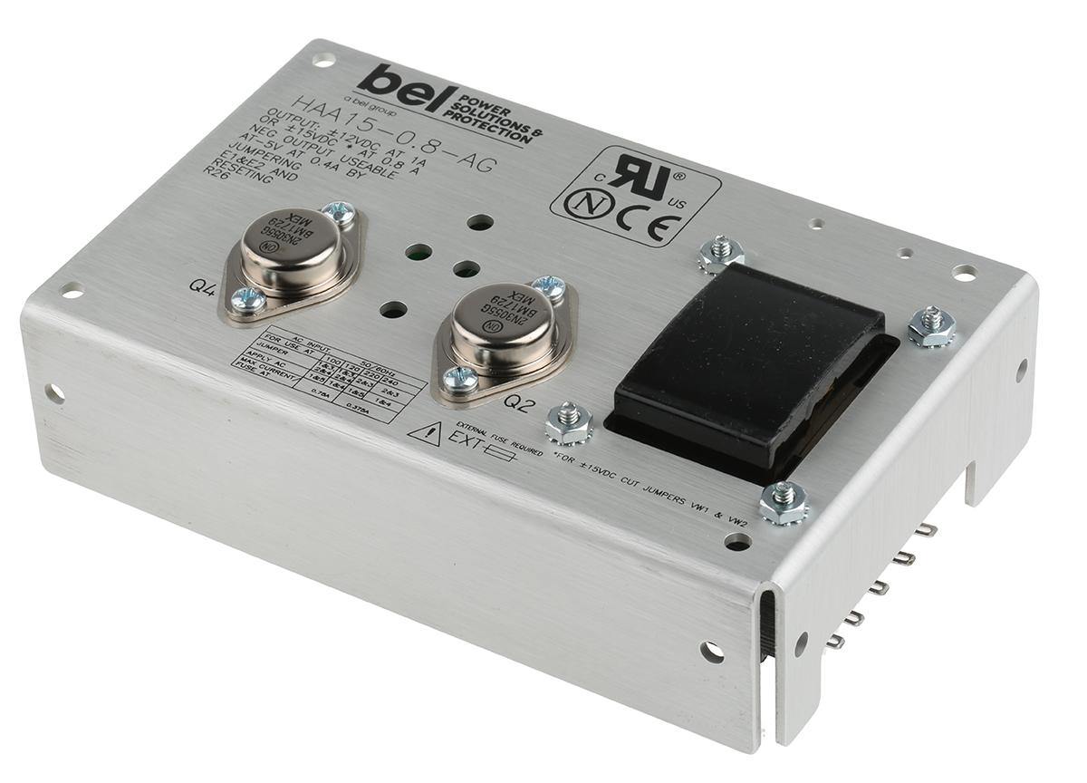 Produktfoto 1 von BEL POWER SOLUTIONS INC Linearnetzteil Open Frame 100 → 264V ac Input / -5 V, 12 V Output, 1 A, 400 mA 2 Ausg. ,