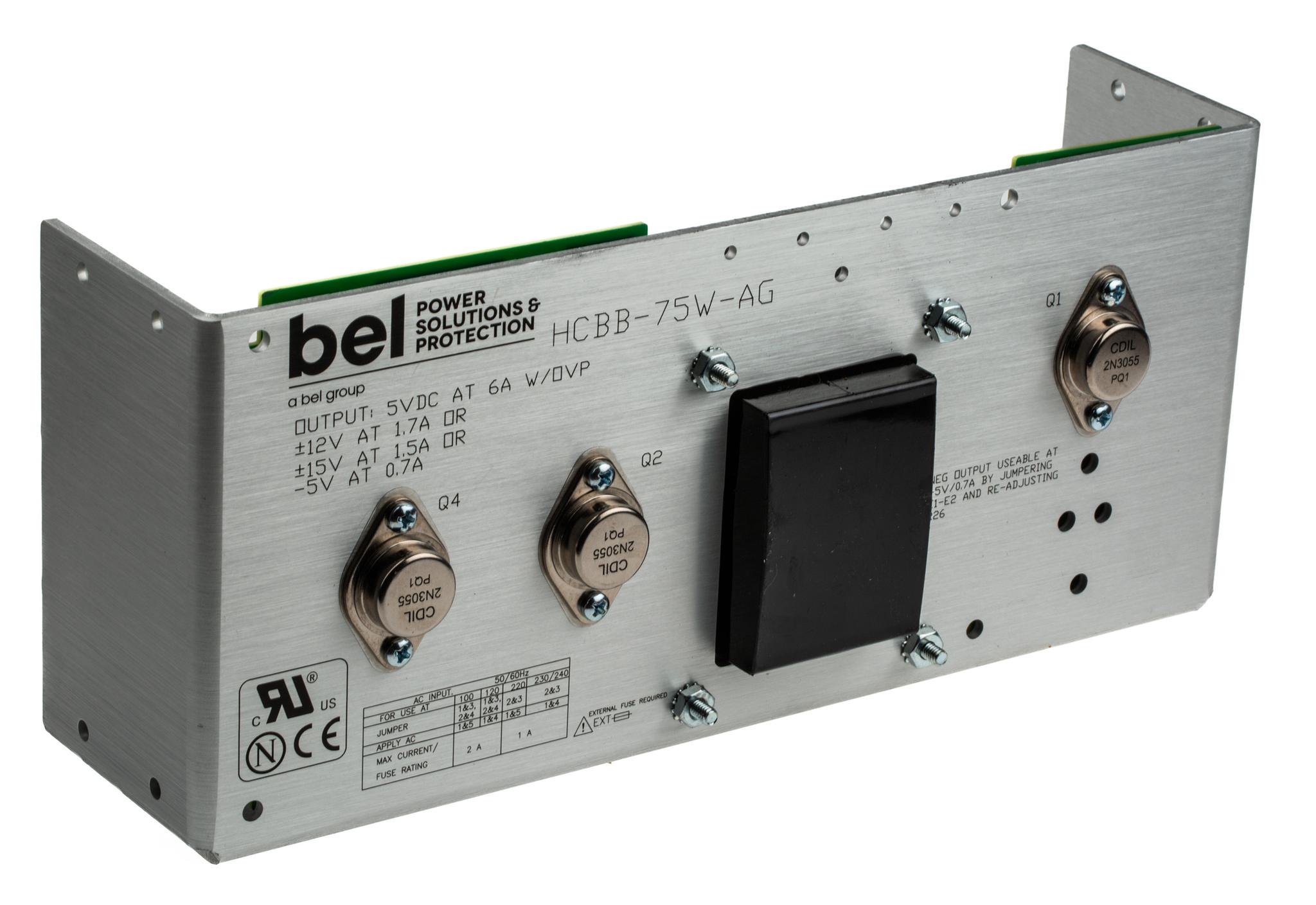 Produktfoto 1 von BEL POWER SOLUTIONS INC Linearnetzteil Open Frame 100 → 264V ac Input / -5 V, 5 V, 12 V Output, 1.7 A, 6 A, 700