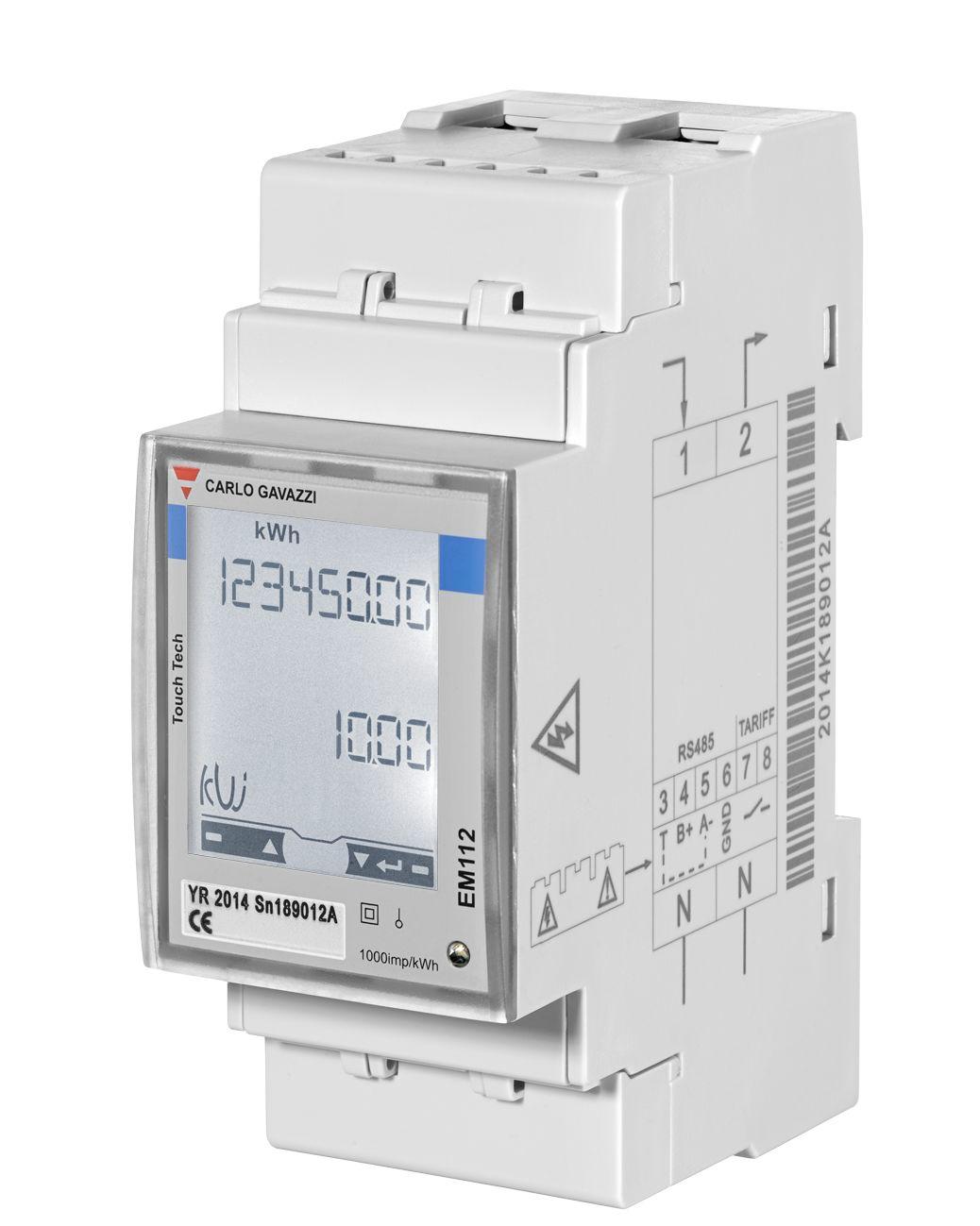 Produktfoto 1 von Carlo Gavazzi EM112 Energiemessgerät LCD 90mm x 35mm, 8-stellig / 1-phasig