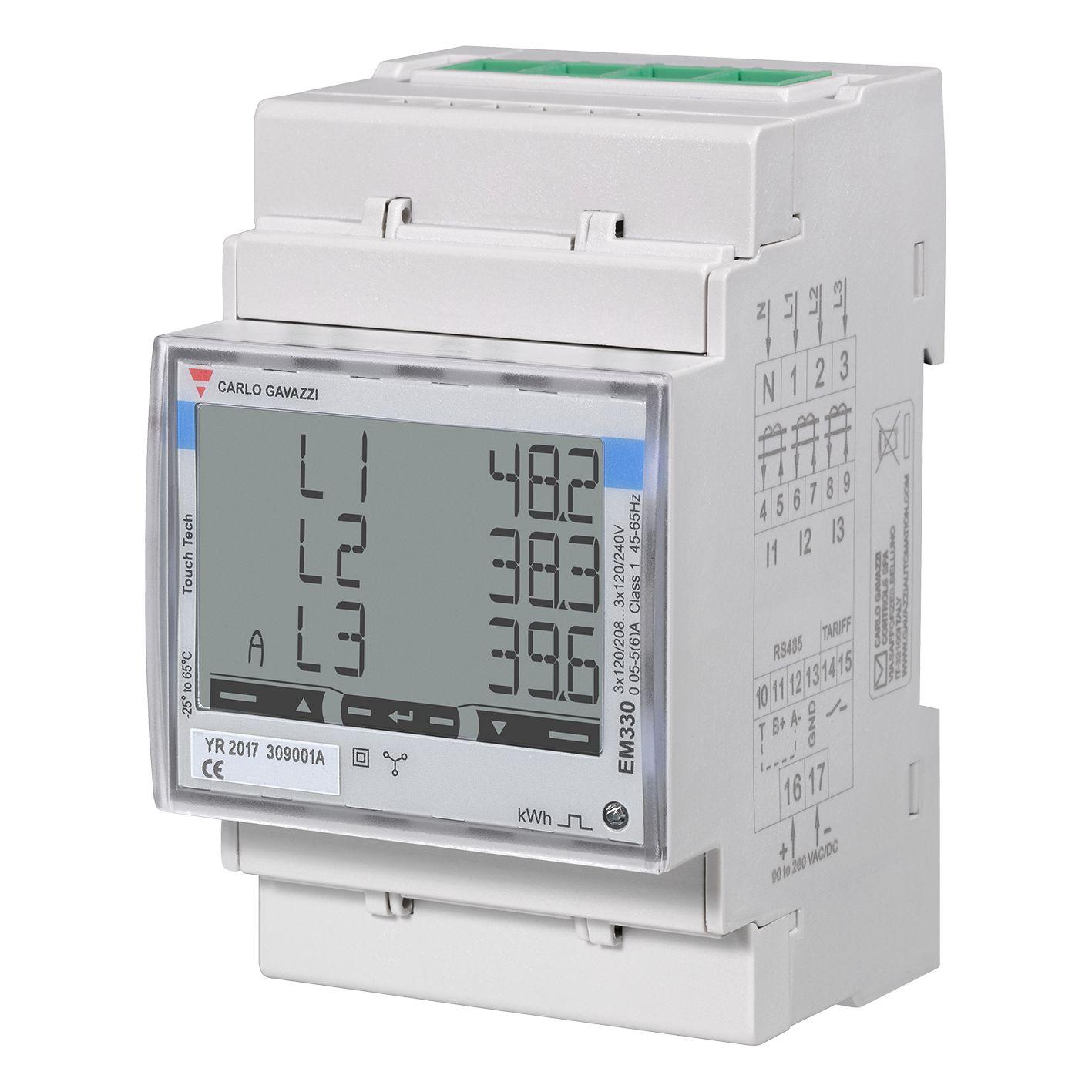 Produktfoto 1 von Carlo Gavazzi EM330 Energiemessgerät LCD 72mm x 72mm, 8-stellig / 3-phasig