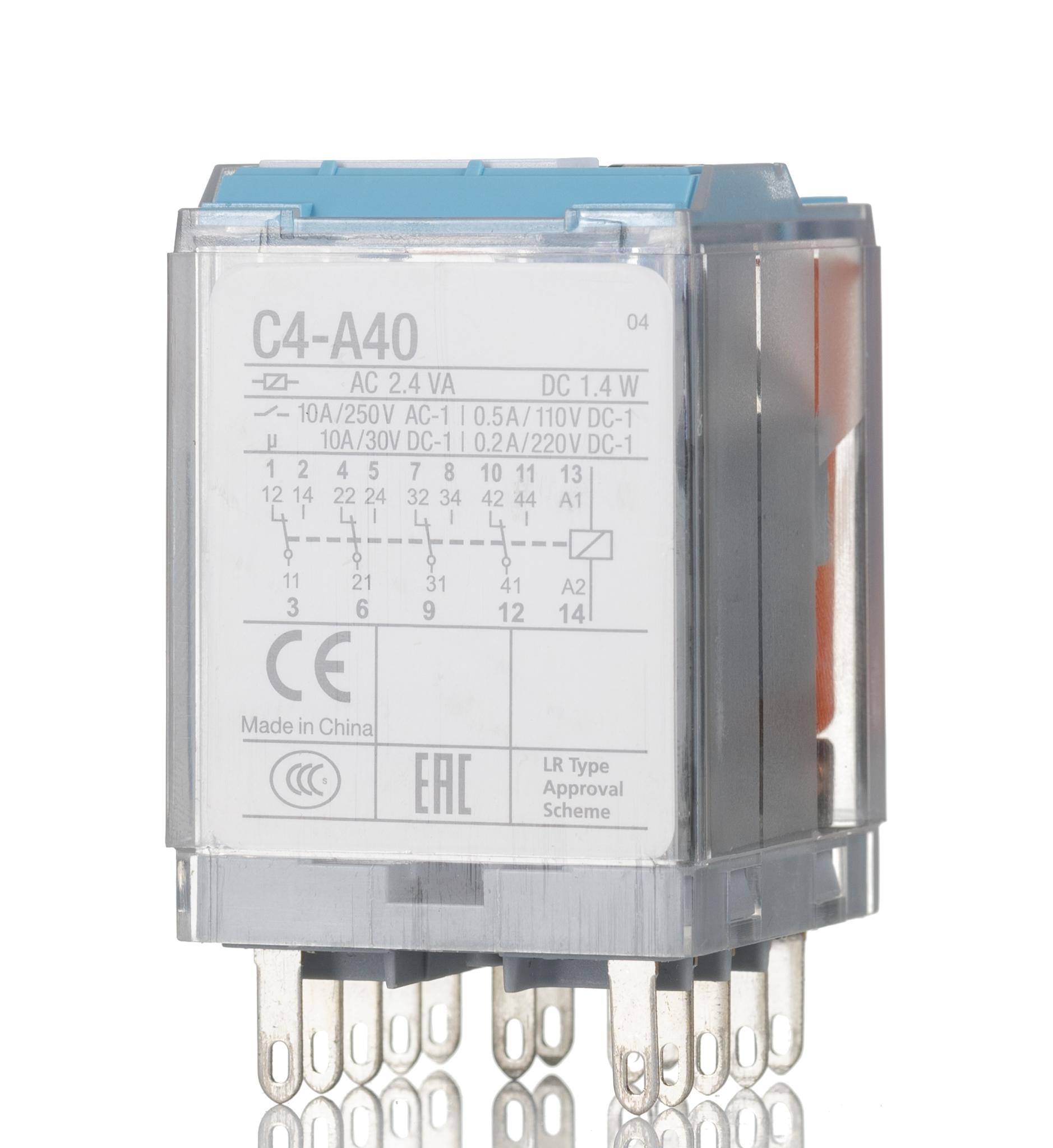 Produktfoto 1 von Turck C4-A40  Monostabiles Relais, Steckrelais 4-poliger Wechsler 6A 24V dc Spule / 1.4W