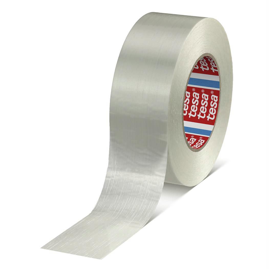 Tesa 53398 Paketband, , Glasfaser-Filamentband, transparent, Stärke 0.195mm, 38mm x 50m