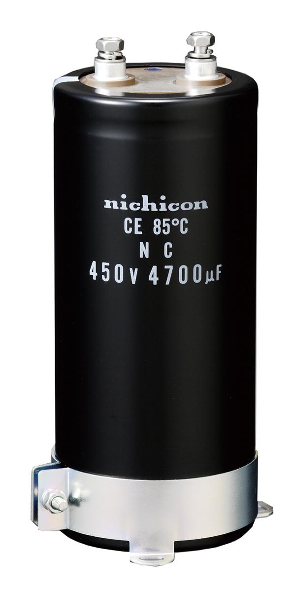 Produktfoto 1 von Nichicon NC, Schraub Elektrolyt Kondensator 4700μF ±20% / 450V dc, Ø 63.5mm x 145mm, +85°C