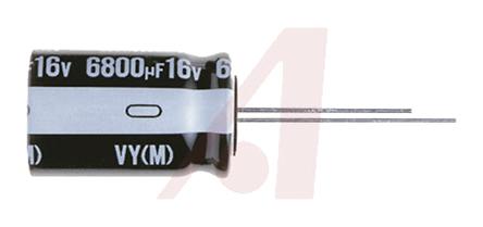 Produktfoto 1 von Nichicon VY, THT Aluminium-Elektrolyt Kondensator 10μF ±20% / 100V dc, Ø 5mm x 11mm, bis 105°C