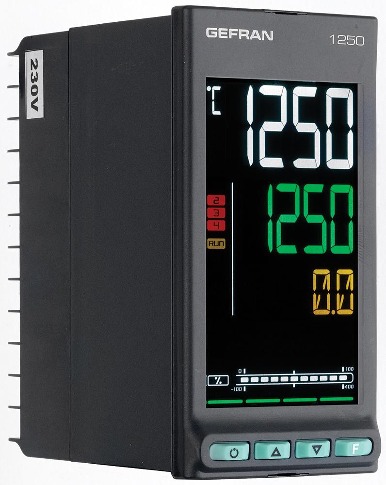 Produktfoto 1 von Gefran 1250 PID Temperaturregler, 2 x Relais Ausgang, 20 → 27 V ac/dc, 48 x 96mm