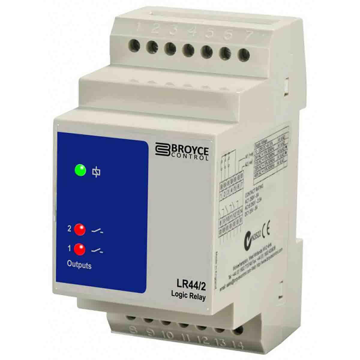 Broyce Control 44 Überwachungsrelais, 2 x SPNO DIN-Schienen