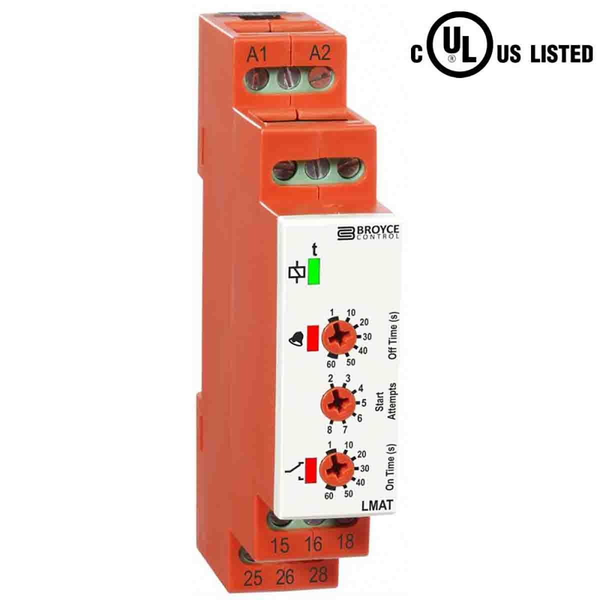 Broyce Control LMAT Zeitrelais, DIN-Schienen, 1 → 60s, 12 → 48V ac/dc, 1 Kont. Einfach, 1-poliger Wechsler