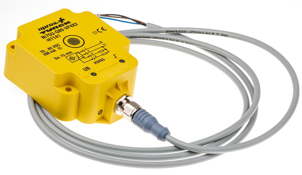 Turck Näherungssensor PNP 10 → 65 V dc / 200 mA, Kubisch 70 mm, IP68