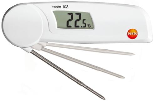 Testo Klappbares Tastkopf-Thermometer ±0,5 °C max, Messelement Typ Einstech, ISO-kalibriert