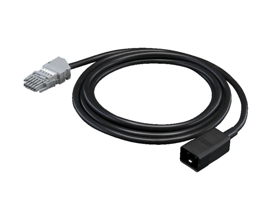 Produktfoto 1 von Rittal Netzkabel, A IEC C20, B Wago X-Com, 16 A, 3m Schwarz, 230 V