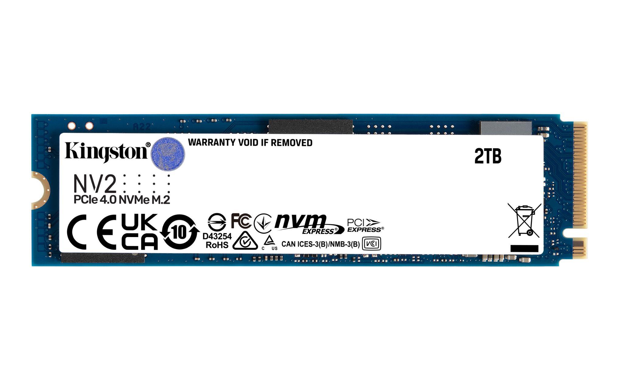 Produktfoto 1 von Kingston NV2, M.2 2280 Intern SSD PCIe Gen 4.0 x4 NVMe , 3D TLC, 2 TB, SSD