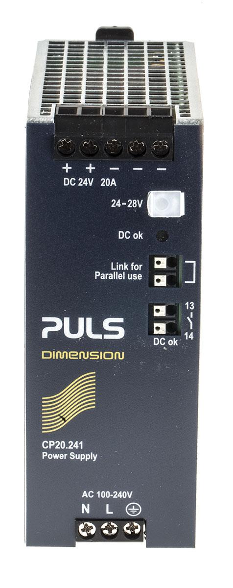 PULS CP Switch-Mode DIN-Schienen Netzteil 480W, 230V ac, 24V dc / 20A