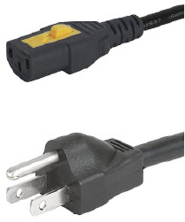 Produktfoto 1 von Schurter Netzkabel, A IEC C13 / Buchse, B US-Stecker Typ B / Stecker, 10 A, 2m 250 V