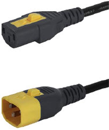 Produktfoto 1 von Schurter Netzkabel, A IEC C13 / Buchse, B IEC C14 / Stecker, 10 A, 2m Schwarz 250 V