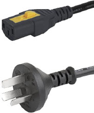 Produktfoto 1 von Schurter Netzkabel, A IEC C13 / Buchse, B Chinesischer Stecker Typ I / Stecker, 10 A, 2m Schwarz 250 V