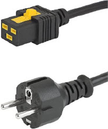 Produktfoto 1 von Schurter Netzkabel, A IEC C19 / Buchse, B CEE 7/7 / Stecker, 16 A, 2m Schwarz 250 V