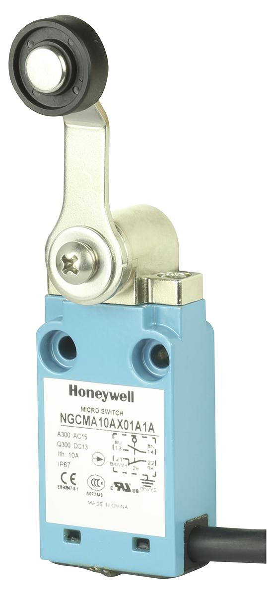 Produktfoto 1 von Honeywell NGC Endschalter, Rollenhebel, 2-poliger Wechsler, 2 Schließer/2 Öffner, IP 67, Metall, 10mA Anschluss Kabel