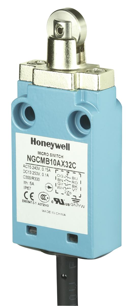 Produktfoto 1 von Honeywell NGC Endschalter, Rollenstößel, 2-poliger Wechsler, 2 Schließer/2 Öffner, IP 67, Metall, 10mA Anschluss Kabel