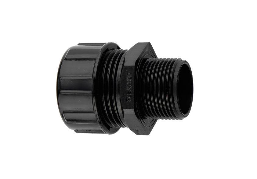 Produktfoto 1 von Flexicon Nylon Kabelrohr Befestigung Fest, gerade M20mm 20mm Schwarz