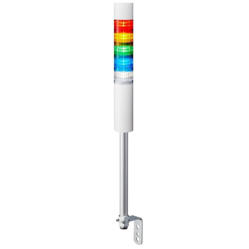 Patlite LR6 LED Signalturm 5-stufig mehrfarbig LED Rot/Gelb/Grün/Blau/Transparent + Summer Blitz, Dauer 618.5mm