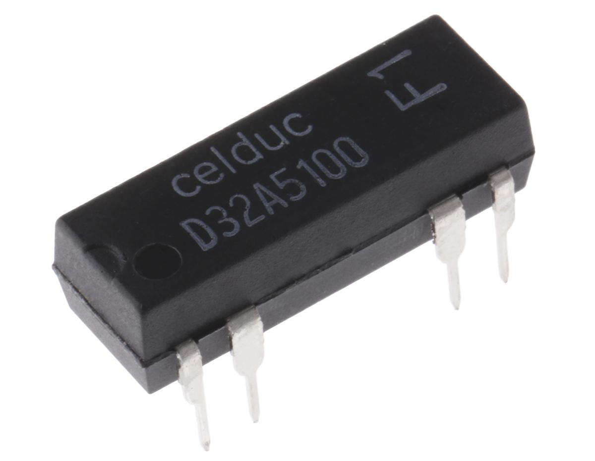 Produktfoto 1 von Celduc Reedrelais, 12V dc, DPST Steckanschluss , 100V ac / 100V dc