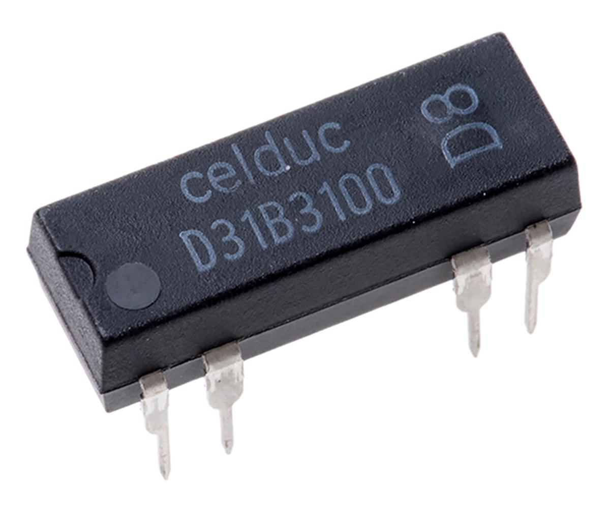 Produktfoto 1 von Celduc Reedrelais, 5V dc, 1-poliger Öffner Steckanschluss , 100V ac / 100V dc