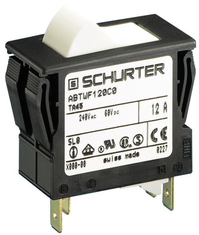 Produktfoto 1 von Schurter TA45 Thermischer Überlastschalter / Thermischer Geräteschutzschalter, 2-polig, CBE, 15A, 240V ac