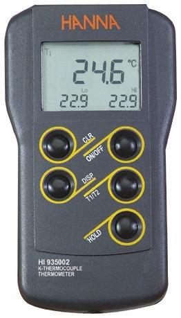 Produktfoto 1 von Hanna Instruments Digital Thermometer, HI 935002, 2-Kanal bis +1350°C ±0,2 % max, Messelement Typ K