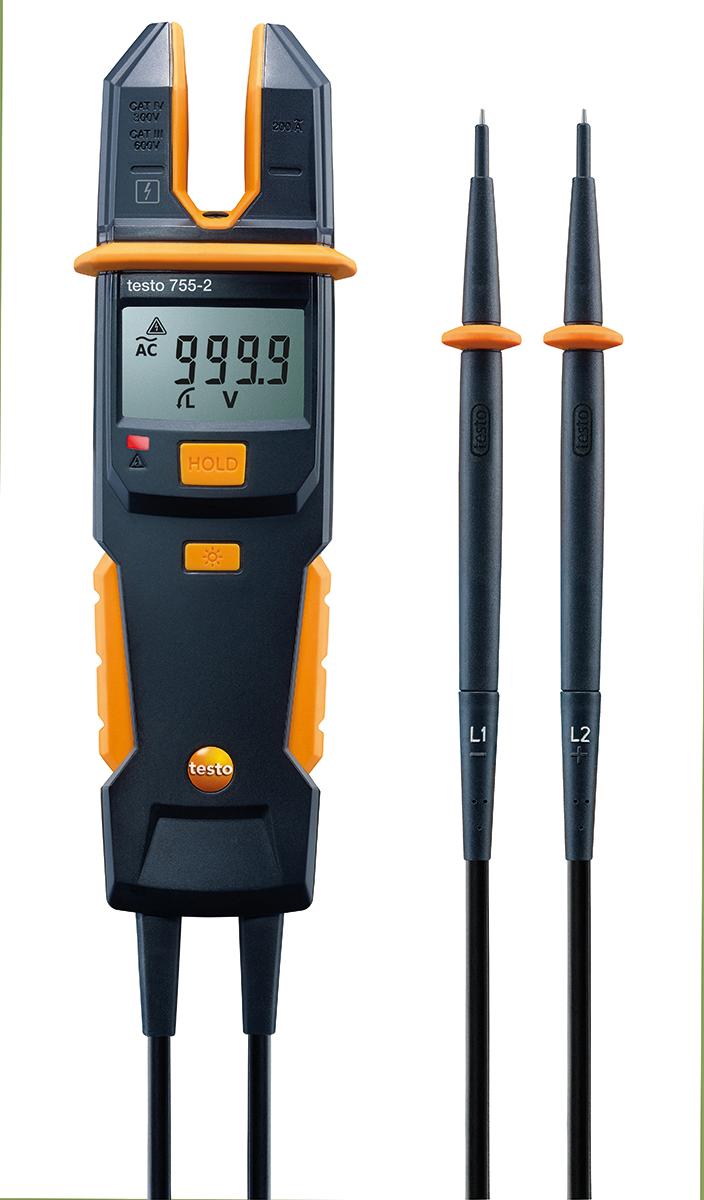 Testo 755-2 LCD Spannungsprüfer mit Durchgangsprüfung, CAT III 1000V, ISO-kalibriert