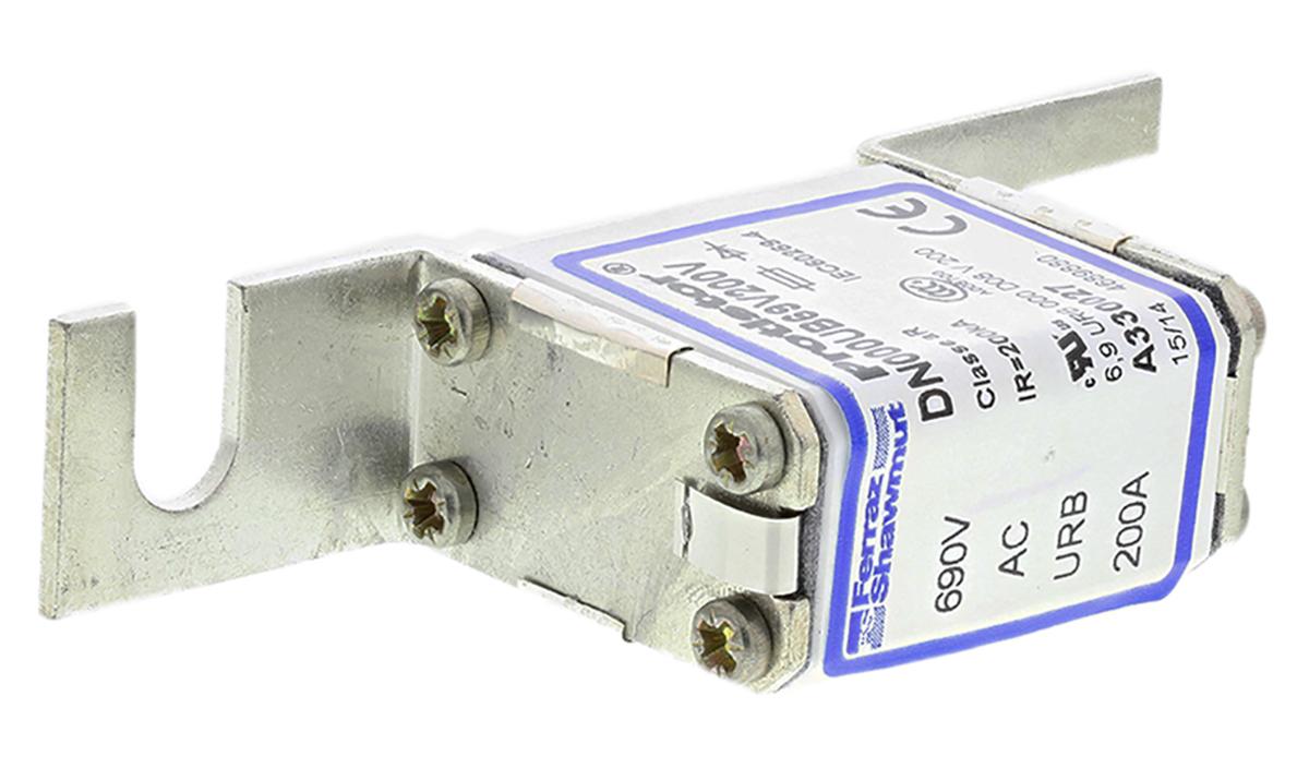 Mersen NH-Sicherung mit Schraublaschen NH000, 690V ac / 200A FF, URB DIN 80, Lochabstand 77.5mm