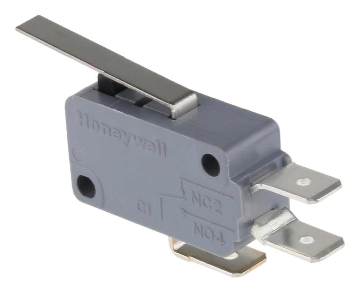 Produktfoto 1 von Honeywell Mikroschalter Blatthebel-Betätiger Flachstecker, 16 A @ 250 V ac, SPDT 0,98 N -25°C - +125°C