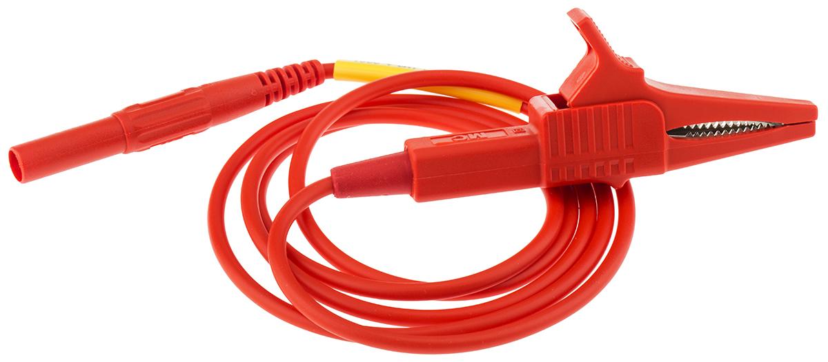 Produktfoto 1 von Staubli Messleitung 4mm / Stecker, Rot PVC-isoliert 1m, 1000V ac / 15A CAT II 1000V