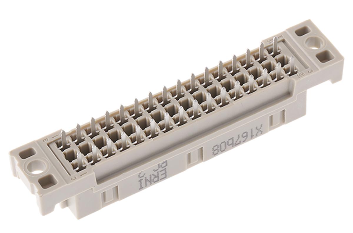 ERNI C2 DIN 41612-Steckverbinder Buchse Gerade, 32-polig / 2-reihig, Raster 2.54mm Lötanschluss Durchsteckmontage