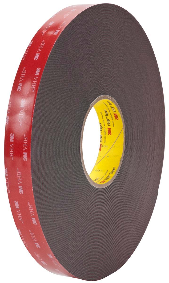 3M 5952F Schaumstoff Klebeband doppelseitig, Schwarz, Stärke 1.1mm, 25mm x 33m, 49 N/cm