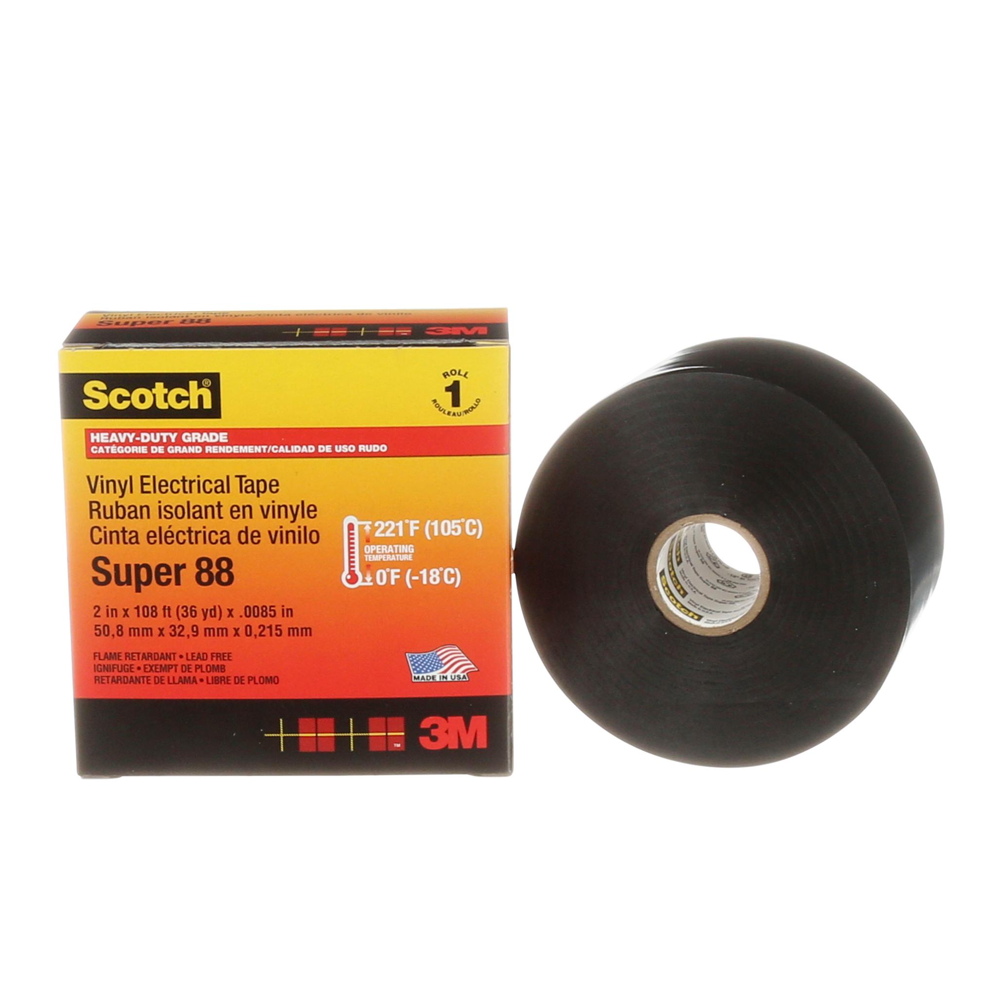 Produktfoto 1 von 3M Scotch Super 88 Isolierband, PVC Schwarz, 0.21mm x 50mm x 33m, -18°C bis +105°C