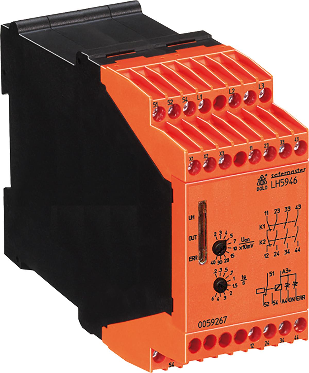 Dold LH5946 Überwachungsrelais, für Stillstand Maximal 4 V 1, 3-phasig, 3-poliger Wechsler DIN-Schienen