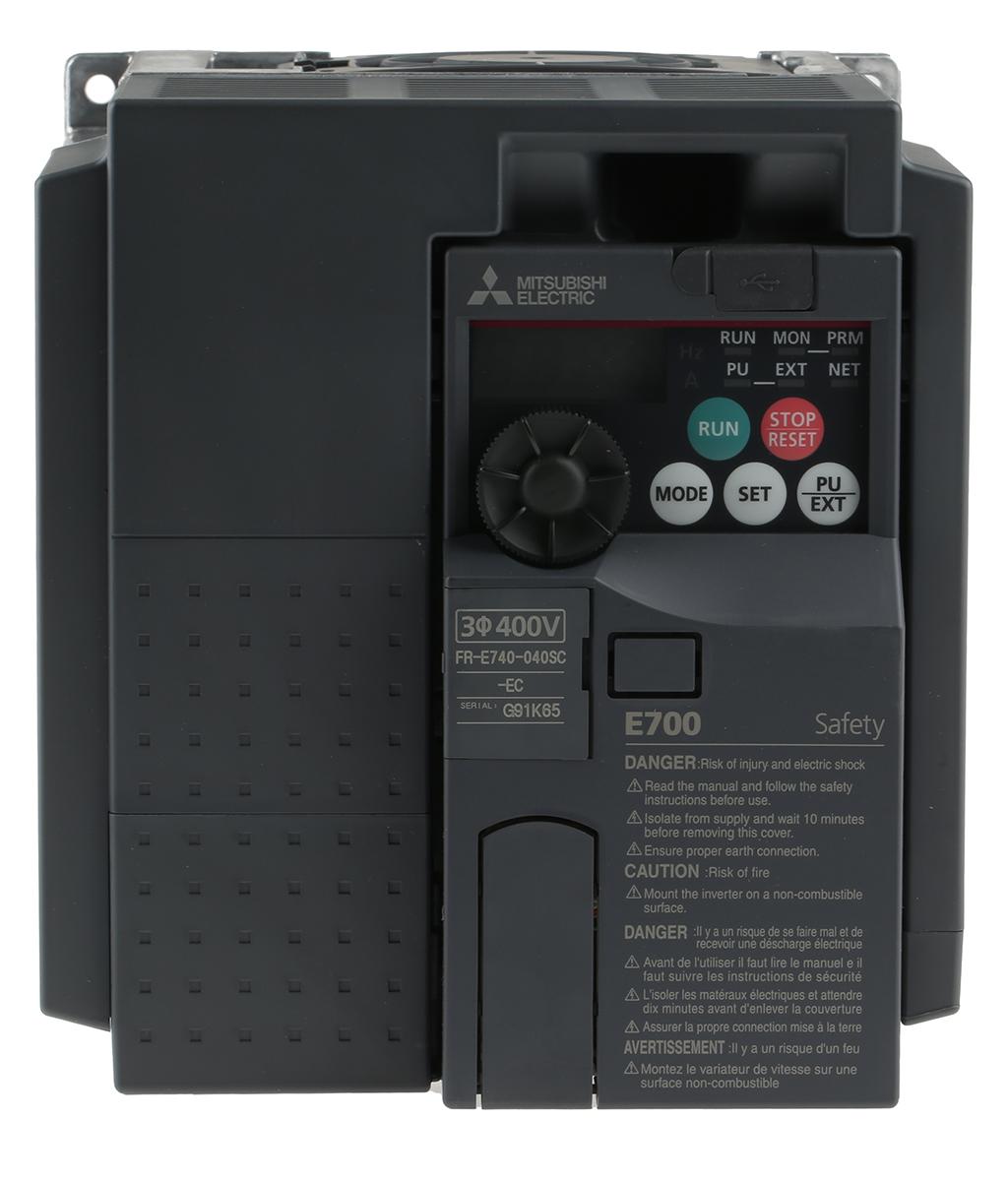 Produktfoto 1 von Mitsubishi FR-E740, 3-Phasen Frequenzumrichter 1,5 kW, 400 V ac / 4 A 0.2 → 400Hz für Wechselstrommotoren