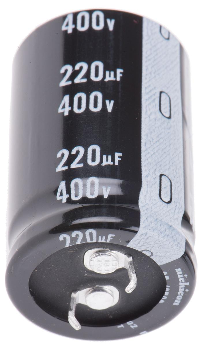 Produktfoto 1 von Nichicon GU Snap-In Aluminium-Elektrolyt Kondensator 220μF ±20% / 400V dc, Ø 25mm x 40mm, bis 105°C