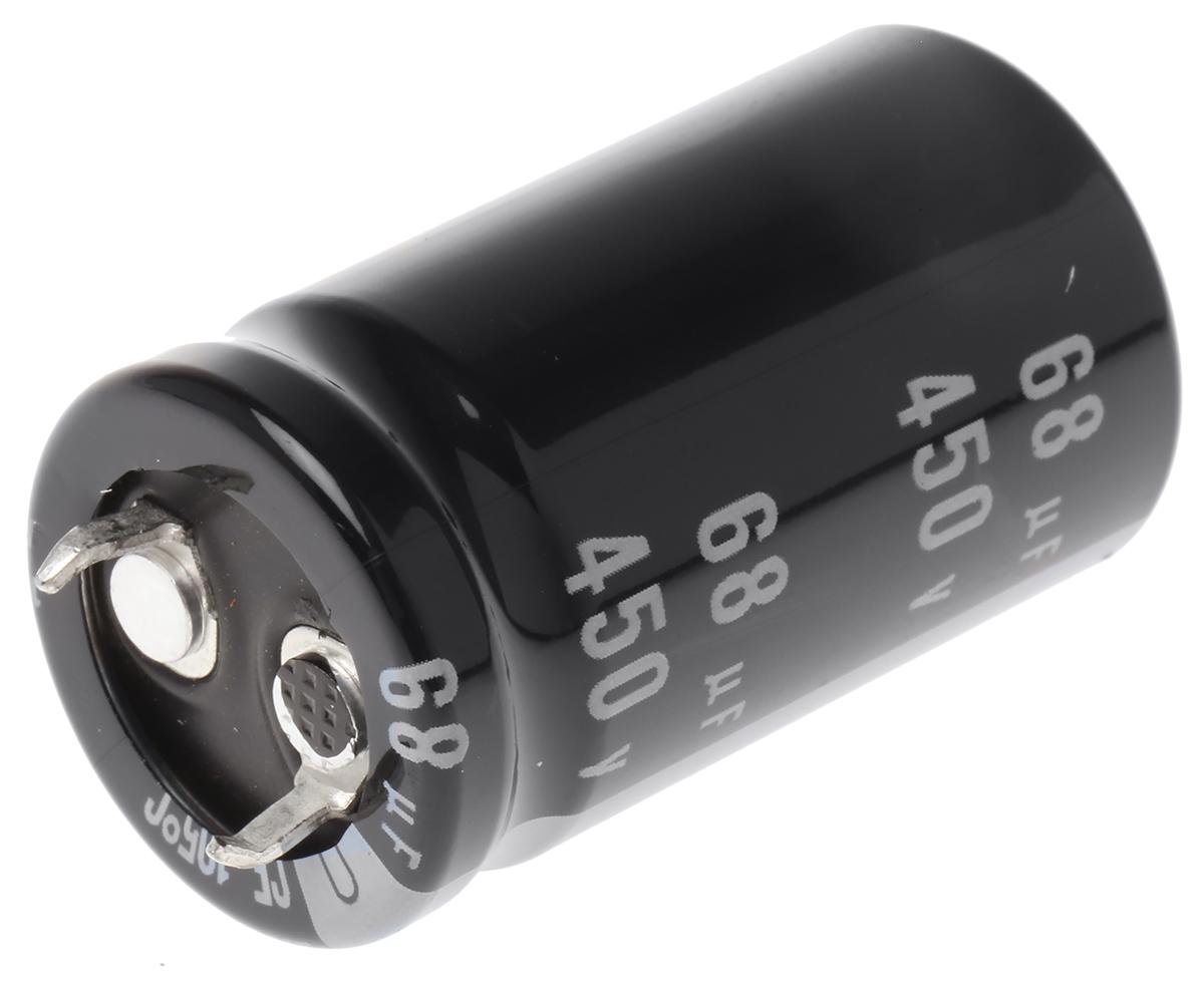 Produktfoto 1 von Nichicon GU Snap-In Aluminium-Elektrolyt Kondensator 68μF ±20% / 450V dc, Ø 20mm x 35mm, bis 105°C