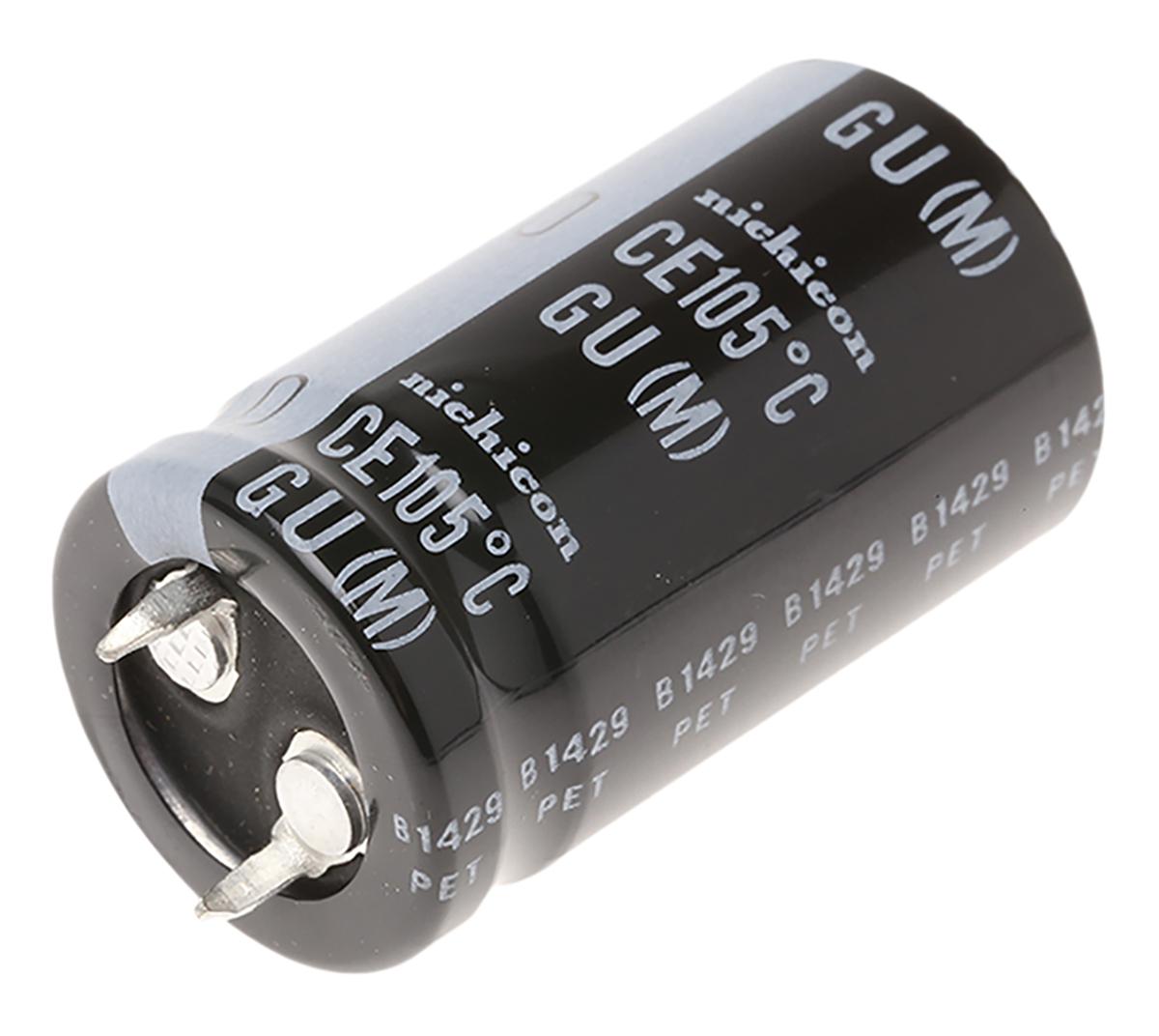 Produktfoto 1 von Nichicon GU Snap-In Aluminium-Elektrolyt Kondensator 82μF ±20% / 450V dc, Ø 20mm x 35mm, bis 105°C