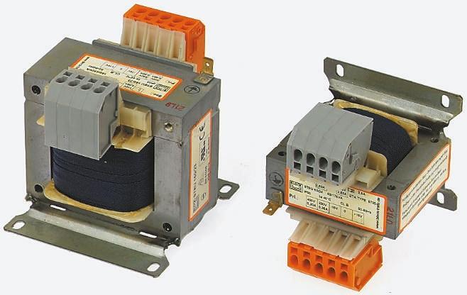 Block Transformator für Chassismontage 230/400V ac 2 x 115V ac / 800VA 2-Ausg. DIN-Hutschiene, Platte 150 x 143 x 130mm