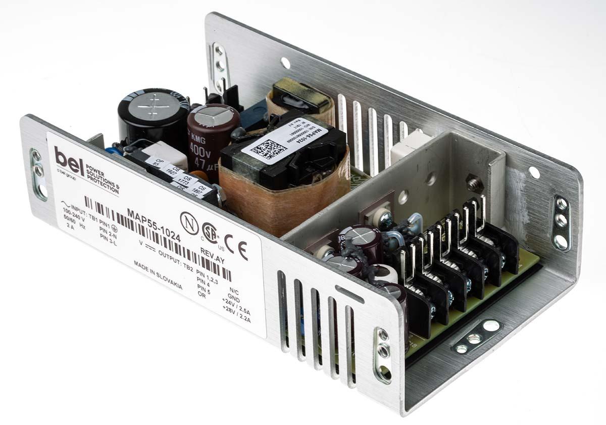 Produktfoto 1 von BEL POWER SOLUTIONS INC Schaltnetzteil, AUS 24V dc / 2.5A 55W, EIN 175 → 264 V ac, 90 → 132 V ac