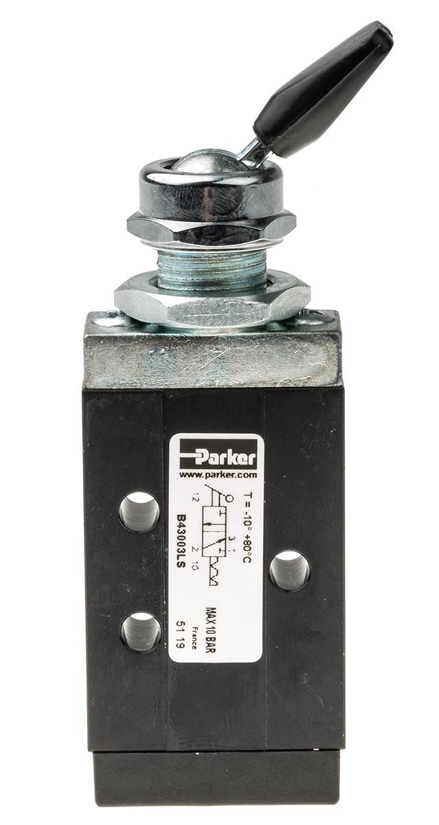 Parker B43 Pneumatik-Steuerventil, manuell, 3/2, G1/8, 1/8Zoll, Zinkdruckguss