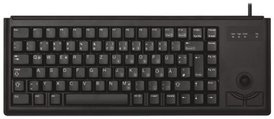 CHERRY Trackball-Tastatur QWERTZ Kabelgebunden Schwarz USB Kompakt, 370 x 139 x 19.6mm