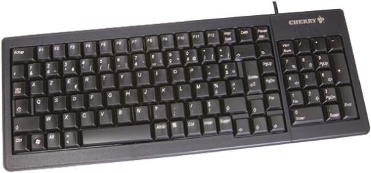 CHERRY Tastatur AZERTY Kabelgebunden Schwarz PS/2, USB Kompakt, 374 x 139 x 18mm