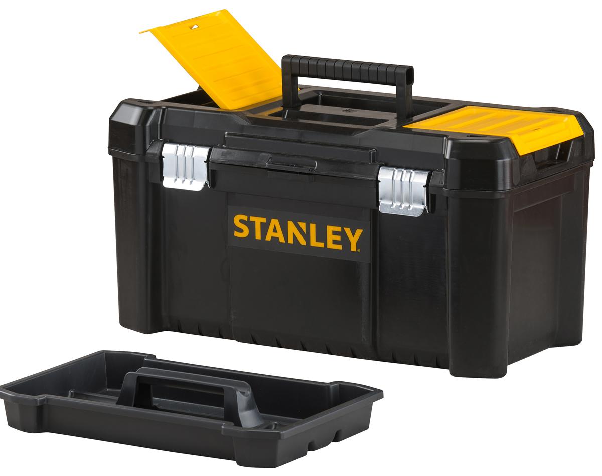 Stanley Kunststoff Werkzeugbox Schwarz, Gelb, L. 482mm B. 254mm H. 482mm, Schlossfalle