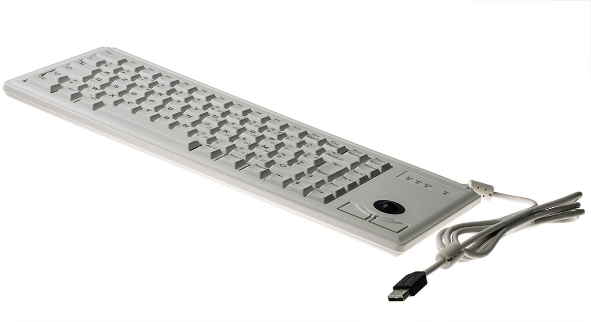 Produktfoto 1 von CHERRY Trackball-Tastatur AZERTY Kabelgebunden Grau USB Kompakt, 370 x 139 x 19.6mm