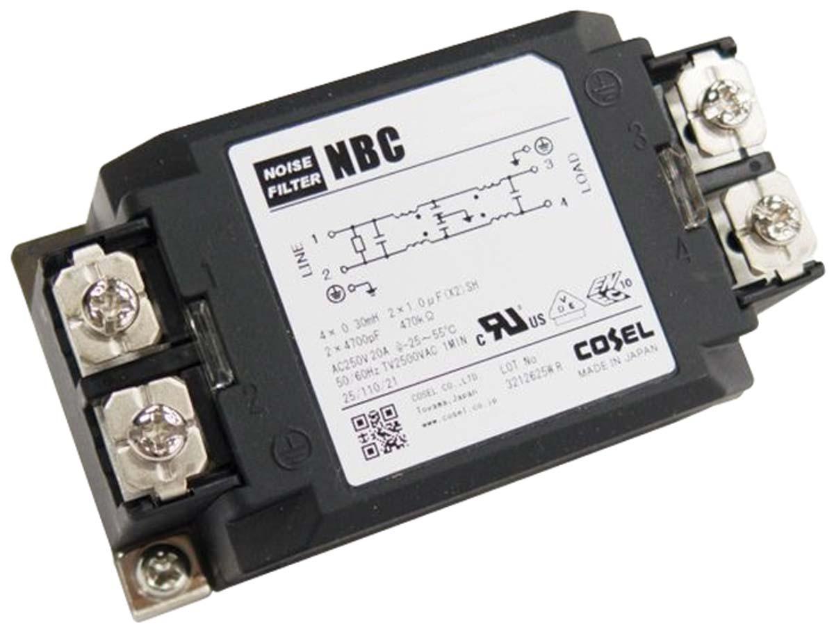 Cosel NBC Entstörfilter, 250 V ac/dc, 16A, DIN-Schiene, Schraub, 1-phasig 0,5 mA / 150 kHz → 1MHz Two Stage