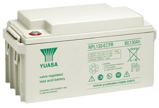 Produktfoto 1 von Yuasa YUASA NPL Abgedichteter Bleiakku, 6V / 130Ah, Einsatz M6-Anschluss, 174 x 350 x 166mm